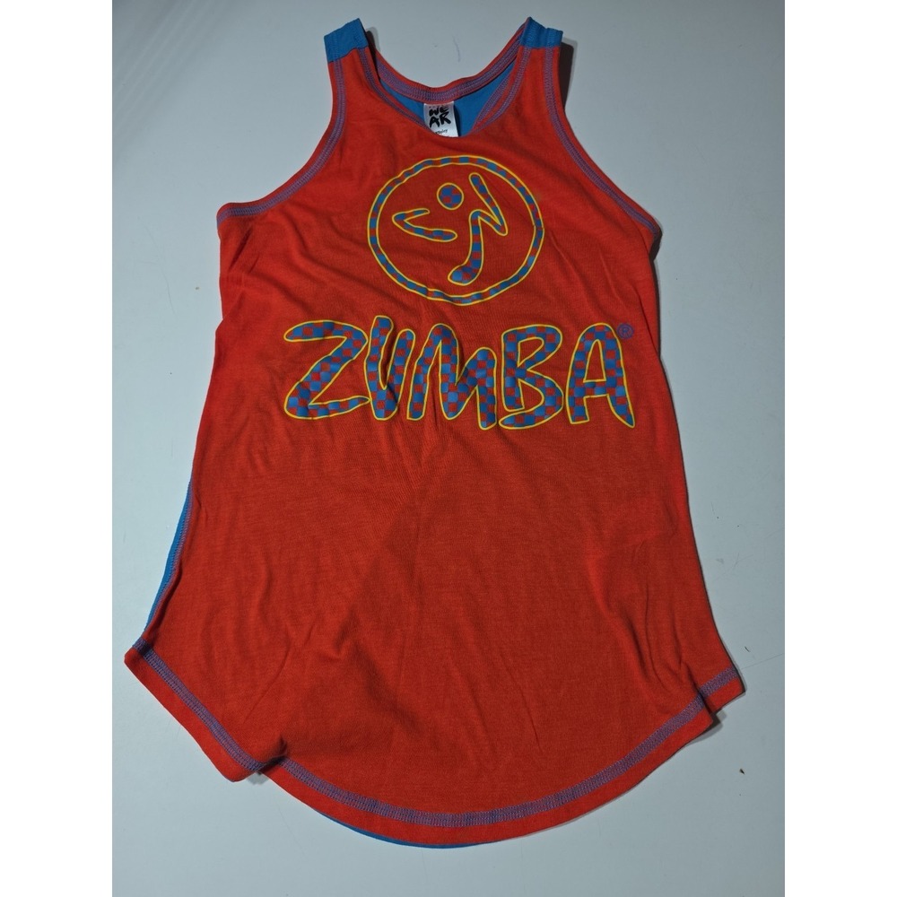 Zumba Wear Tank Top‎ XSpicy Blue Orange Stitching Womens XSmall